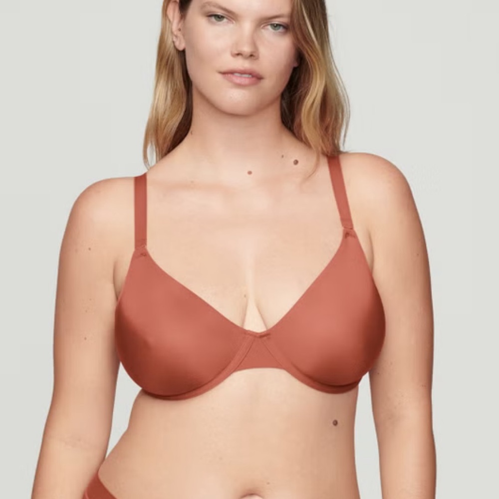 New CUUP The‎ Triangle Micro Underwire Bra Size 34E Clay Burnt Orange Microfiber